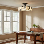 Afbeelding laden in galerijweergave, TF Manchester Plafondlamp – Glas-in-loodarmatuur in Art Deco-stijl voor Woonkamer of Hal