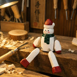 Carica l'immagine nella visualizzazione Galleria, Hand-carved wooden gray snowman ornament styled on a tabletop edge