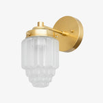 Afbeelding laden in galerijweergave, Tierlux glazen kaptafelverlichting - Art deco badkamerarmatuur met wolkenkrabberlampenkappen