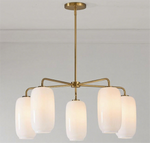 Afbeelding laden in galerijweergave, Lumivelle 5-Lichts Kiezelkroonluchter - Moderne Glazen Hanglamp