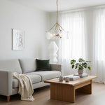 Afbeelding laden in galerijweergave, Panellux Decoratieve Hanglamp - Met de Hand Gemaakte Gebogen Glaspanelen met Geborstelde Messing Afwerking voor Foyer