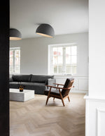 Charger l'image dans la visionneuse de la galerie, Lampe Plafonnier Duo – Luminaire Moderne en Bois Grain et Métal à Montage Affleurant pour Salon et Chambre