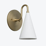 Load image into Gallery viewer, Curva Metal Cone Shade Sconce – Vintage Brass Wall Light for Entryway or Stairwell