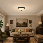 Cargar imagen en el visor de la Galería, Vintage scrollwork ceiling light glowing in a living room
