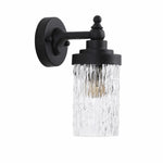 Cargar imagen en el visor de la Galería, Black metal wall sconce with ribbed clear glass shade