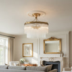 Afbeelding laden in galerijweergave, RibGlow antiek messing 3-licht plafondlamp met helder glas - hal of slaapkamer