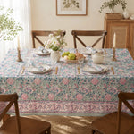Załaduj obraz do przeglądarki galerii, Sage green floral tablecloth styled in a bright dining room