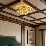 Afbeelding laden in galerijweergave, TF Pearl Handgemaakte Tiffany Plafondlamp – Art Deco Glas-in-Lood Lamp voor Hal of Woonkamer