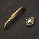 Load image into Gallery viewer, Gold Dresser Knobs – Oval Knob & Brushed Brass Transparent Single Hole