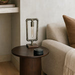 Cargar imagen en el visor de la Galería, Industrial pipe table lamp on a round side table