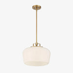 Cargar imagen en el visor de la galería, Lámpara colgante de vidrio opalino Lirra - Gota metálica moderna ajustable para cocina y comedor