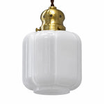 Cargar imagen en el visor de la Galería, Angled view of vintage white glass pendant lamp shade