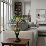 Afbeelding laden in galerijweergave, TF Oldbury bureaulamp - handgemaakte lamp van glas-in-lood voor slaapkamerlezen