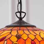 Afbeelding laden in galerijweergave, TF Dragonfly Blauwe Tiffany Plafondlamp – Art Nouveau Glas-in-Lood Hanglamp voor Woonkamer