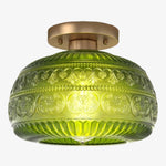 Afbeelding laden in galerijweergave, Lurex Geleverd Patroon Glazen Opbouw Plafondlamp - Gegraveerd Ontwerp en Decoratieve Binnenverlichting U21