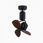 Carica l'immagine nella visualizzazione Galleria, Wall and ceiling compact fan in black with dark wood grain blades