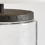 Afbeelding laden in galerijweergave, Sustaina Gerecyclede Glazen Tafellamp - Sculpturale Onregelmatige Vorm en Kuststijl voor Nachtkastje in Slaapkamer