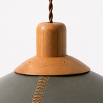Carica l'immagine nella visualizzazione Galleria, Dark green leather shade with shaped wood connection