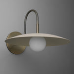 Load image into Gallery viewer, Curva Metal Modern Wall Sconce - Antique Brass Arm with Cream Disc Shade