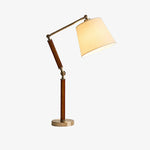 Załaduj obraz do przeglądarki galerii, Solid wood adjustable table lamp with fabric shade and round metal base