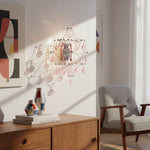 Afbeelding laden in galerijweergave, Crynora Kristallen Waterval Wandkandelaar - Sprankelend Vuurvlieg Effect LED Licht voor Slaapkamer of Woonkamer