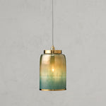 Load image into Gallery viewer, Helvo Green and Gold Hanging Pendant - Stylish Glass Lamp for Interiors