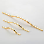 Load image into Gallery viewer, Curved Cabinet Handles – Minimalist Black Gold Cabinet Door Handle Set