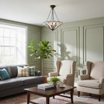 Afbeelding laden in galerijweergave, TF Astoria Decoratief Glas-in-Lood Semi Opbouwlamp – Art Deco Plafondarmatuur voor Entrees & Lounges