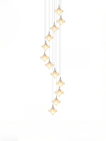 Load image into Gallery viewer, Art Deco Star Staircase Pendant Light - Frosted Glass Hanging Fixture - Astris Altair