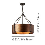 Afbeelding laden in galerijweergave, Rustieke bronzen industriële trommelkap hanglamp