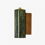Cargar imagen en el visor de la Galería, Style C green jade wall lamp with wood back and E27 socket