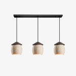 Cargar imagen en el visor de la Galería, Three-light beige travertine linear pendant on white background