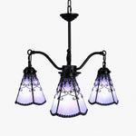 Cargar imagen en el visor de la Galería, Blue purple Tiffany-style three light chandelier