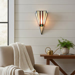 Afbeelding laden in galerijweergave, TF Sorenia Art Deco glas-in-lood wandlamp – met de hand geslepen glazen wandkandelaar voor woonkamer