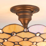 Afbeelding laden in galerijweergave, TF Pearl Handgemaakte Tiffany Plafondlamp – Art Deco Glas-in-Lood Lamp voor Hal of Woonkamer