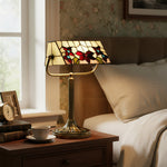 Afbeelding laden in galerijweergave, TF Camillo Libelle Tafellamp Glas-in-lood Met Golvende Rand - Tiffany Stijl Art Nouveau voor Sidetables en Leeshoekjes