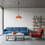 Afbeelding laden in galerijweergave, TF Dragonfly Blauwe Tiffany Plafondlamp – Art Nouveau Glas-in-Lood Hanglamp voor Woonkamer