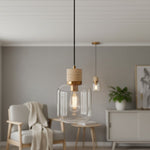 Afbeelding laden in galerijweergave, Korlisse natuurlijke steen en glazen hanglamp – stijlvolle lamp voor lounge of woonkamer