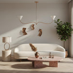 Cargar imagen en el visor de la galería, Lámpara de araña lineal Kysara - Brazos de lámpara curvos y pantallas de tela adecuadas para salas de estar o comedores