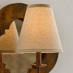 Cargar imagen en el visor de la Galería, Antique Wood Wall Sconce With Fabric Shade