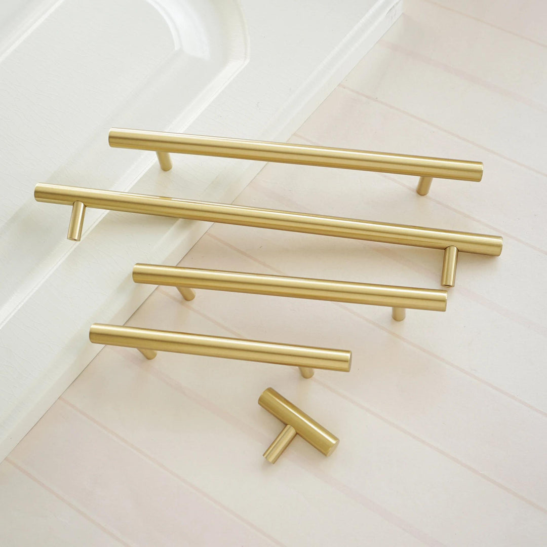 Satin Brass Bar Pulls – Modern Gold Bar Handle Cabinet Hardware
