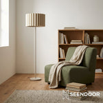 Bild in die Galerieansicht laden, Velura Plissierte Leinen-Stehlampe – Hohe Beige Stehleuchte für Wohnzimmer und Leseecke