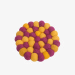 Załaduj obraz do przeglądarki galerii, Marigold plum handmade felt ball coaster