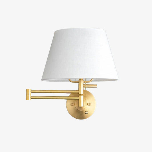 Ornato Luxe Aplique de Latón Estilo Escuela - Lámpara de Pared Art Decó con Pantalla Blanca