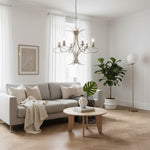 Afbeelding laden in galerijweergave, Foline geometrische lichte kroonluchter – nikkelkleurige afwerking met sfeerverlichting voor gangen en keukens