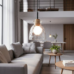 Afbeelding laden in galerijweergave, Quenora Golf Hanglamp – Geribbeld Glazen Kap Hanglamp voor Eetkamer of Keuken U23