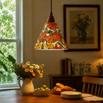 Carica l'immagine nella visualizzazione Galleria, Orange floral pendant above breakfast table beside garden window