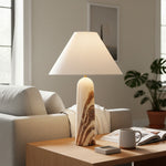 Carica immagine nel visualizzatore della Galleria, Albi Lampada da Tavolo Minimalista in Marmo – Paralume Elegante in Tessuto Adatto a Qualsiasi Ambiente