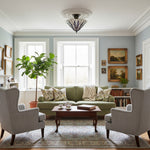 Afbeelding laden in galerijweergave, TF Astoria Decoratief Glas-in-Lood Semi Opbouwlamp – Art Deco Plafondarmatuur voor Entrees & Lounges