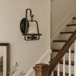 Cargar imagen en el visor de la Galería, Clear glass wall sconce installed by stair rail
